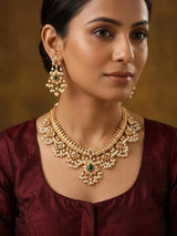 Polki Kundan Pearl Drop Necklace and Earrings Set