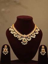 Polki Kundan Pearl Drop Necklace and Earrings Set