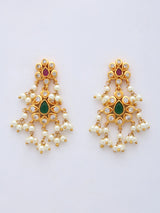 Polki Kundan Pearl Drop Necklace and Earrings Set