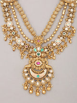 Kundan Studded Rajwadi Rani Haar Set with Chandbali Earrings