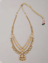 Rajwadi Three Layer Rani Haar and Earrings Set with Bead Drop