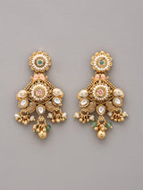 Rajwadi Three Layer Rani Haar and Earrings Set with Bead Drop