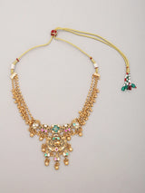 Kundan Elephant and Ghungroo Drop Brass Necklace Set