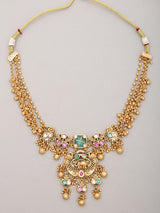 Kundan Elephant and Ghungroo Drop Brass Necklace Set