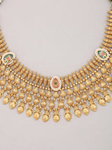 Kundan Leaf Choker Necklace and Earring Set in Brass