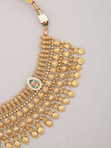 Kundan Leaf Choker Necklace and Earring Set in Brass