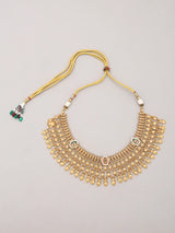 Kundan Leaf Choker Necklace and Earring Set in Brass
