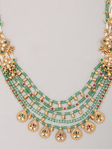 Layered Kundan Ghungroo Rani Haar Necklace Set in Brass