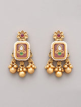 Kundan Temple Beaded Multi Strand Necklace and Earrings Set