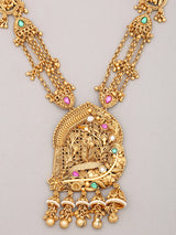 Radha Krishna Temple Haram Necklace and Earring Set with Ghungroo