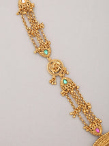 Radha Krishna Temple Haram Necklace and Earring Set with Ghungroo