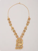 Radha Krishna Temple Haram Necklace and Earring Set with Ghungroo
