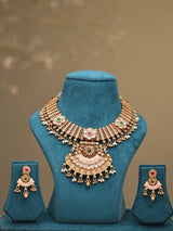 Floral Kundan Choker Set with Brass and Bead Drops