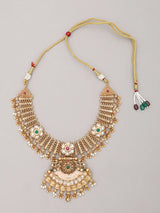 Floral Kundan Choker Set with Brass and Bead Drops