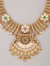 Floral Kundan Choker Set with Brass and Bead Drops