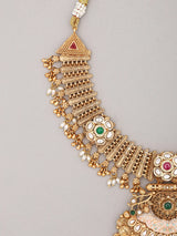 Floral Kundan Choker Set with Brass and Bead Drops