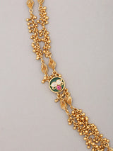 Kundan Temple South Indian Brass Necklace Set with Beads