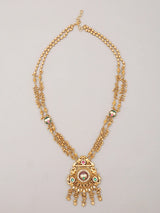 Kundan Temple South Indian Brass Necklace Set with Beads
