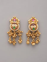 Kundan Temple South Indian Brass Necklace Set with Beads