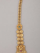 Jharokha Carved Rajwadi Rani Haar Necklace Set with Bead Drops