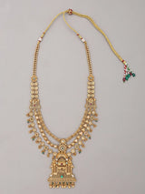 Jharokha Carved Rajwadi Rani Haar Necklace Set with Bead Drops