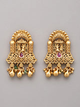 Jharokha Carved Rajwadi Rani Haar Necklace Set with Bead Drops