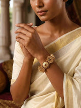 Kundan Meenakari Peacock Openable Brass Bangles Pair