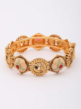 Kundan Meenakari Peacock Openable Brass Bangles Pair