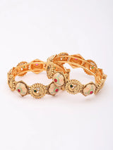 Kundan Meenakari Peacock Openable Brass Bangles Pair
