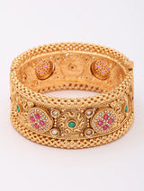 Kundan Stone Studded Rajwadi Openable Brass Bangles (Pair)