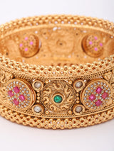 Kundan Stone Studded Rajwadi Openable Brass Bangles (Pair)