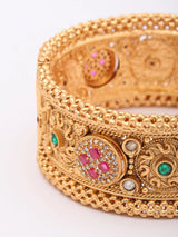 Kundan Stone Studded Rajwadi Openable Brass Bangles (Pair)