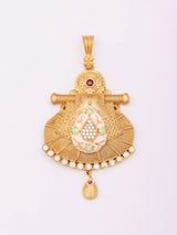 Kundan Meenakari Brass Pendant Necklace and Earrings Set