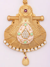 Kundan Meenakari Brass Pendant Necklace and Earrings Set