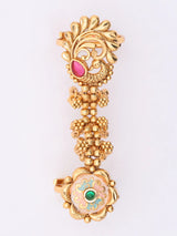 Peacock and Floral Brass Adjustable Double Finger Ring
