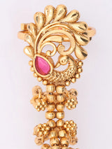 Peacock and Floral Brass Adjustable Double Finger Ring