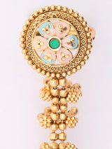 Floral Stone Studded Brass Adjustable Double Finger Ring
