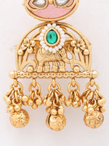 Kundan Elephant Motif Adjustable Brass Ring with Ghungroo