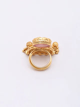 Kundan Elephant Motif Adjustable Brass Ring with Ghungroo