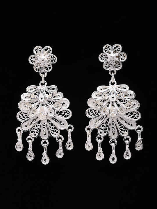 Tarakasi Filigree Sterling Silver Flower Earrings