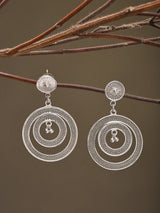 Tarakasi Filigree Double Circle Sterling Silver Earrings with Ghungroo