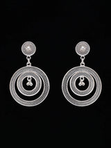 Tarakasi Filigree Double Circle Sterling Silver Earrings with Ghungroo