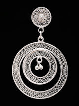 Tarakasi Filigree Double Circle Sterling Silver Earrings with Ghungroo