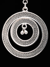 Tarakasi Filigree Double Circle Sterling Silver Earrings with Ghungroo