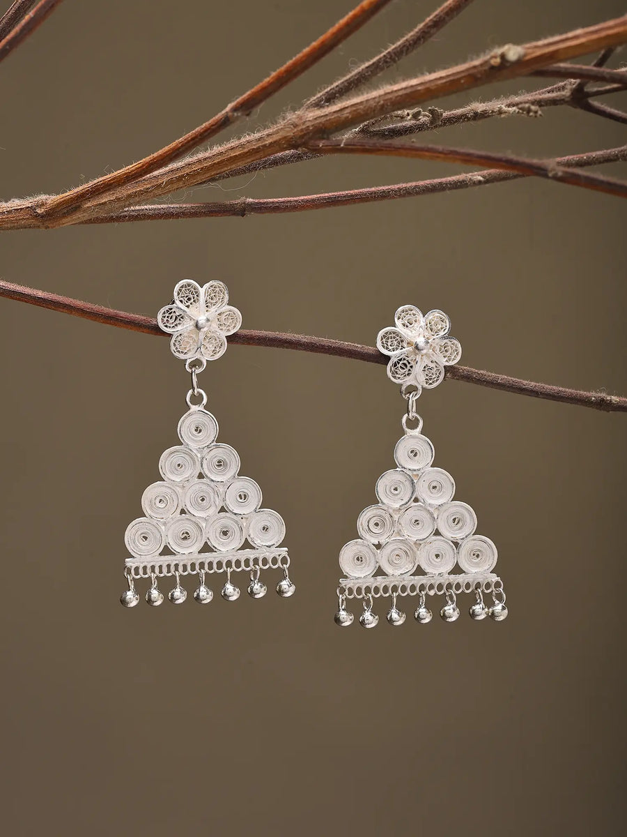 Cuttack Tarakasi Filigree Sterling Silver Earrings