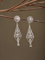 Cuttack Tarakasi Filigree Sterling Silver Flower Earrings