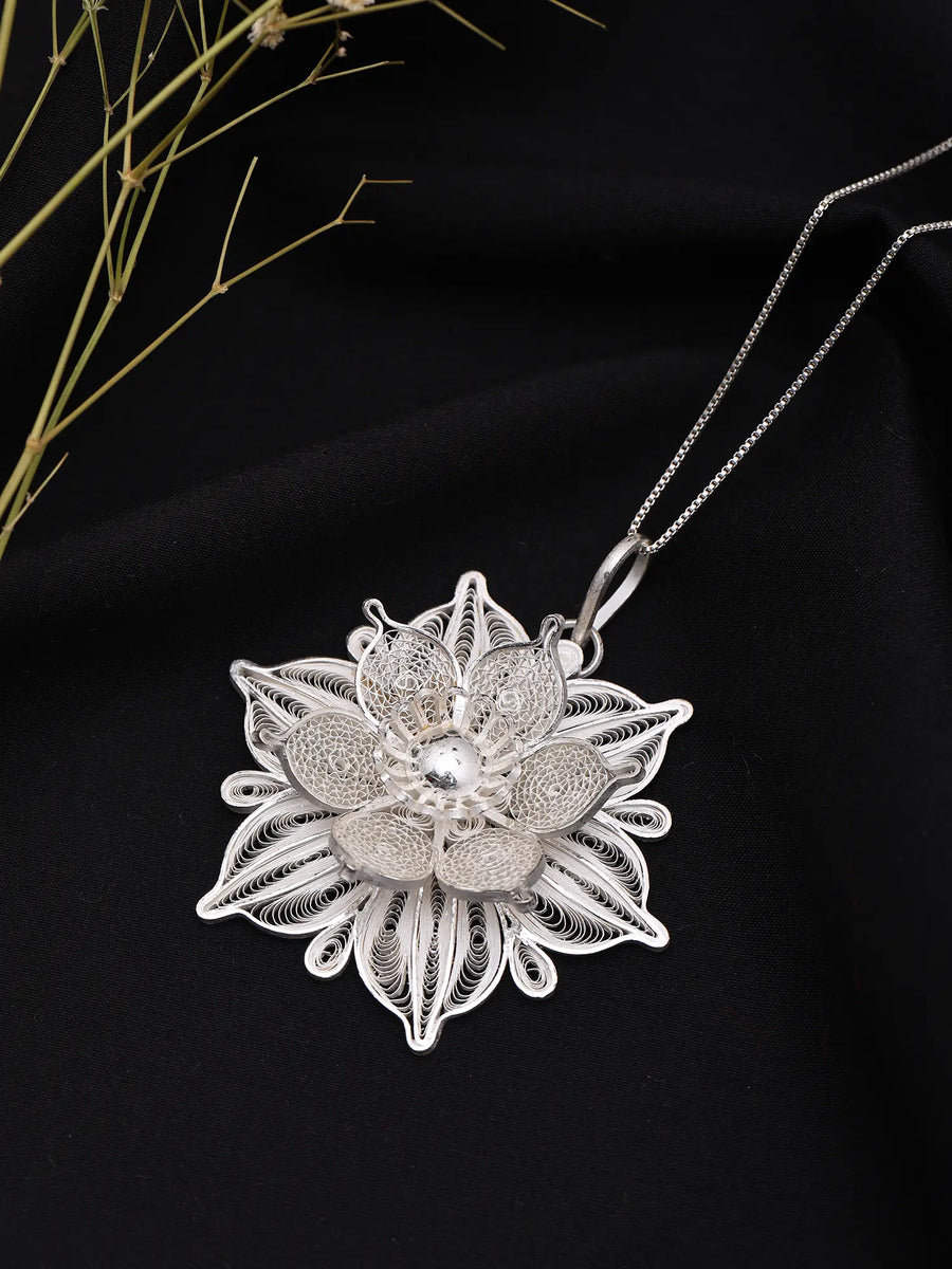 Tarakasi Filigree Floral Sterling Silver Pendant