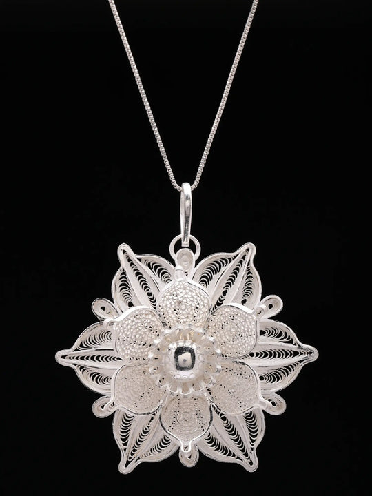 Tarakasi Filigree Floral Sterling Silver Pendant