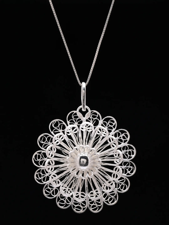 Floral Tarakasi Filigree Sterling Silver Pendant
