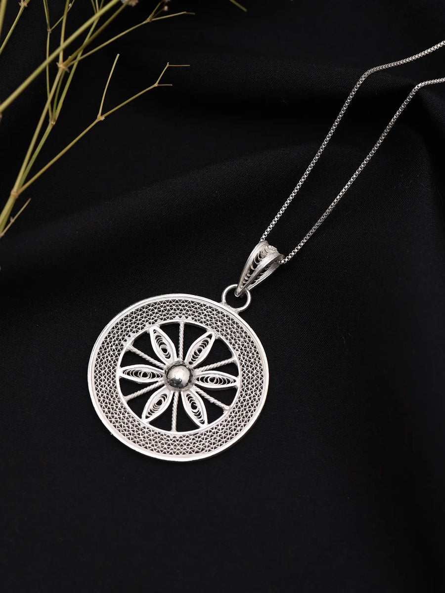 Chakra Filigree Tarakasi Sterling Silver Pendant